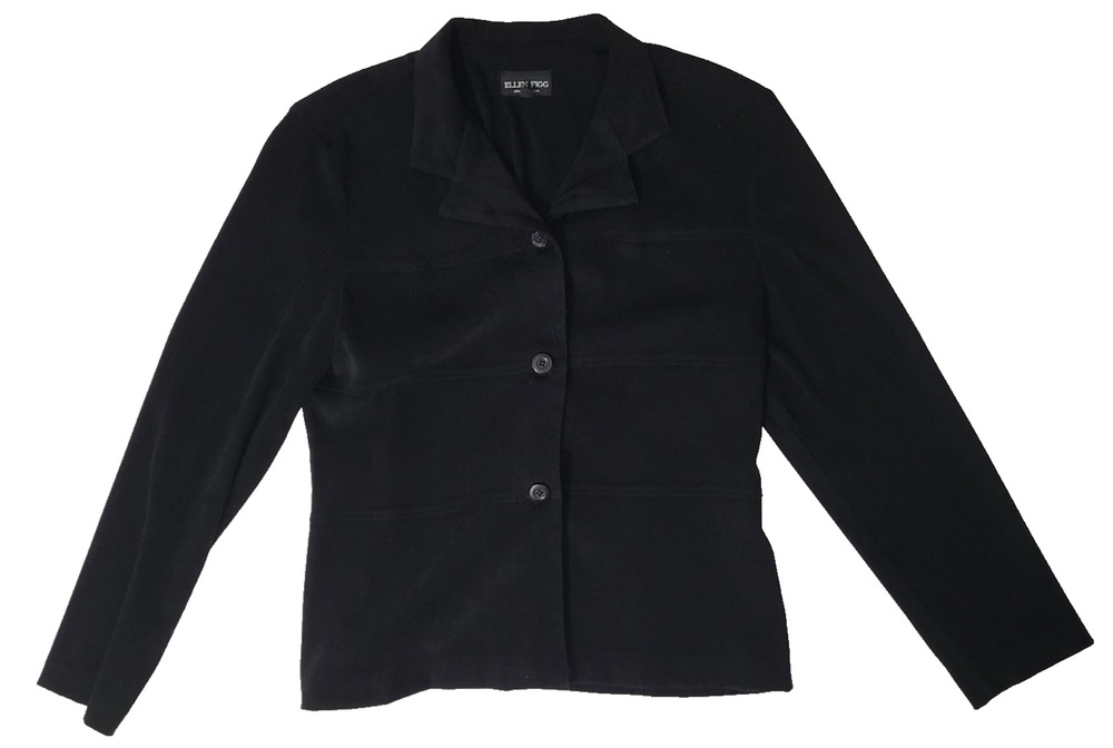 Ellen Figg Womens 14 Black Blazer Jacket Stretch Made USA Vintage